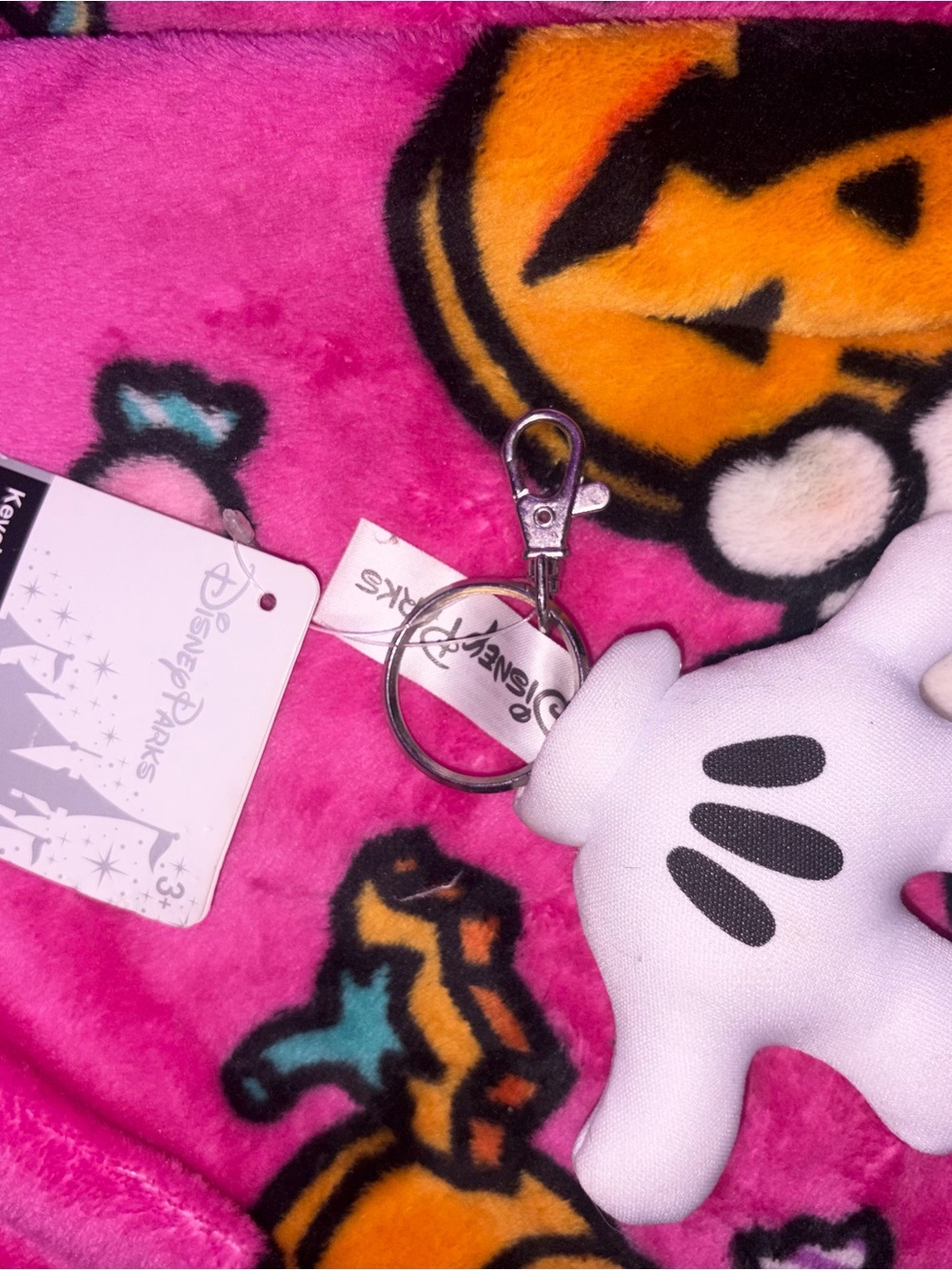 Disney Parks White Mickey Glove Plush Keychain bag charm NWT